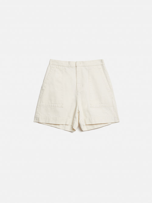 Denim Patch Pocket Shorts | Ecru