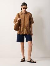 Broderie Shirt | Camel