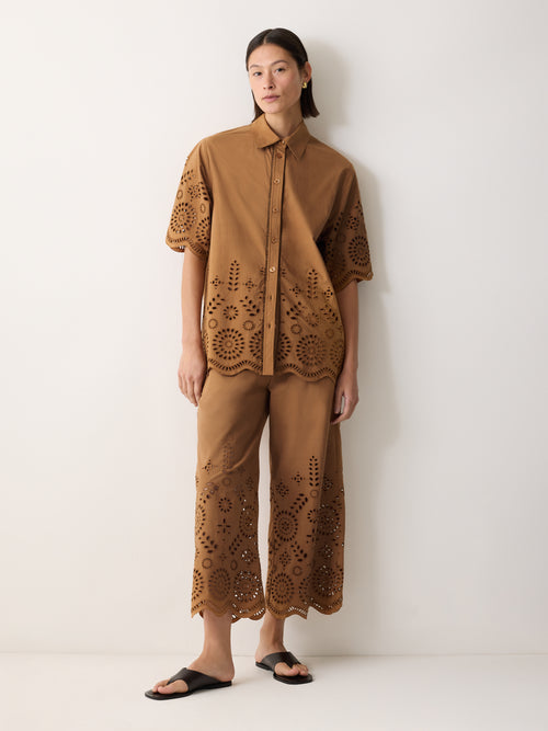 Broderie Trouser | Camel