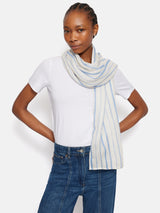 French Linen Stripe Scarf | Blue