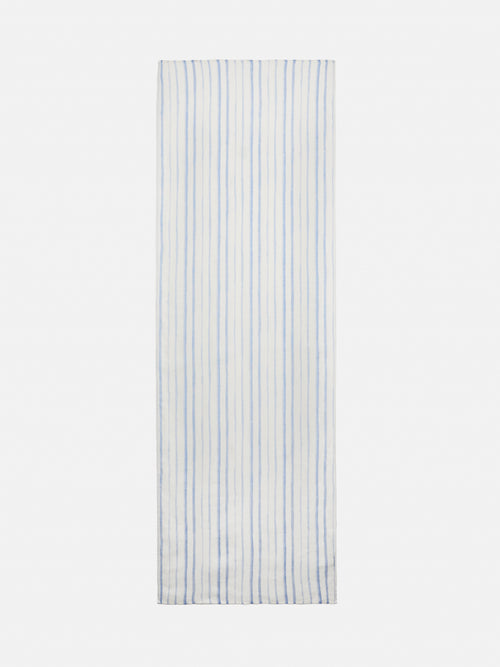 French Linen Stripe Scarf | Blue