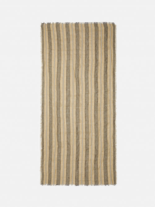 Linen Mix Stripe Woven Scarf | Natural