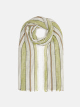 Linen Mix Stripe Woven Scarf | Green