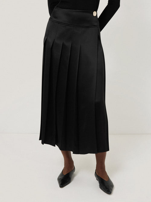 Pleated Midi Skirt | Black