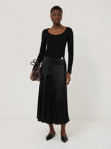 Pleated Midi Skirt | Black