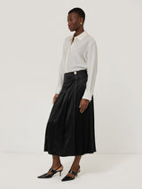 Pleated Midi Skirt | Black