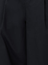 Wide Leg Cotton Trouser | Navy