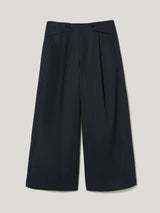 Wide Leg Cotton Trouser | Navy