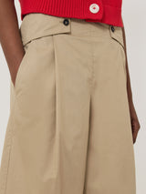 Wide Leg Cotton Trouser | Stone