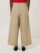 Wide Leg Cotton Trouser | Stone