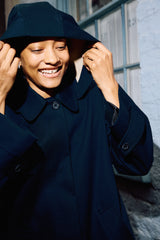 British Millerain Cotton Rain Mac | Navy
