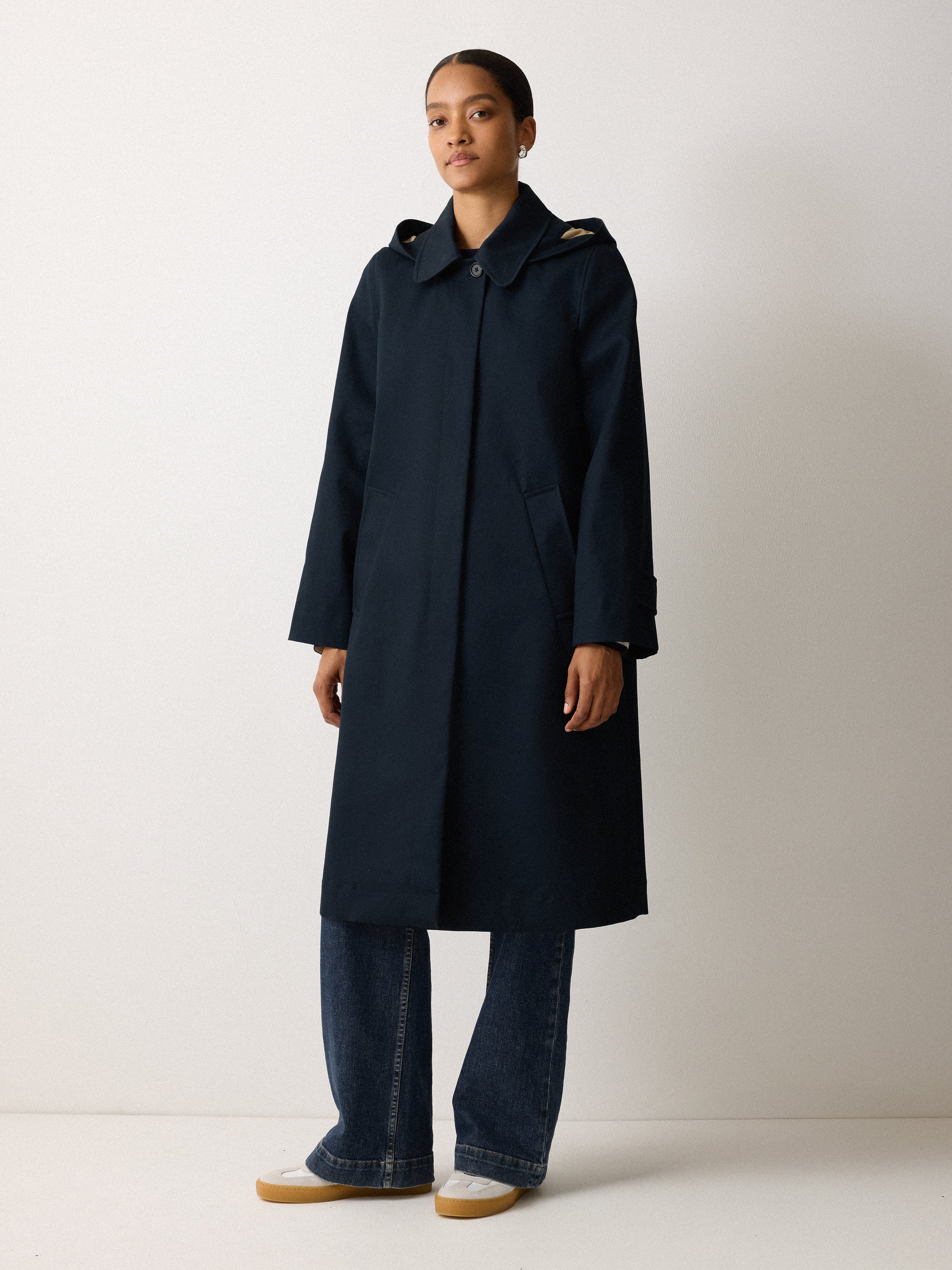 British Millerain Cotton Rain Mac | Navy – Jigsaw