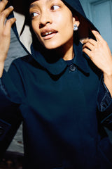 British Millerain Cotton Rain Mac | Navy