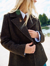 Alba Wool Herringbone Pea Coat | Brown