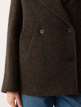 Alba Wool Herringbone Pea Coat | Brown