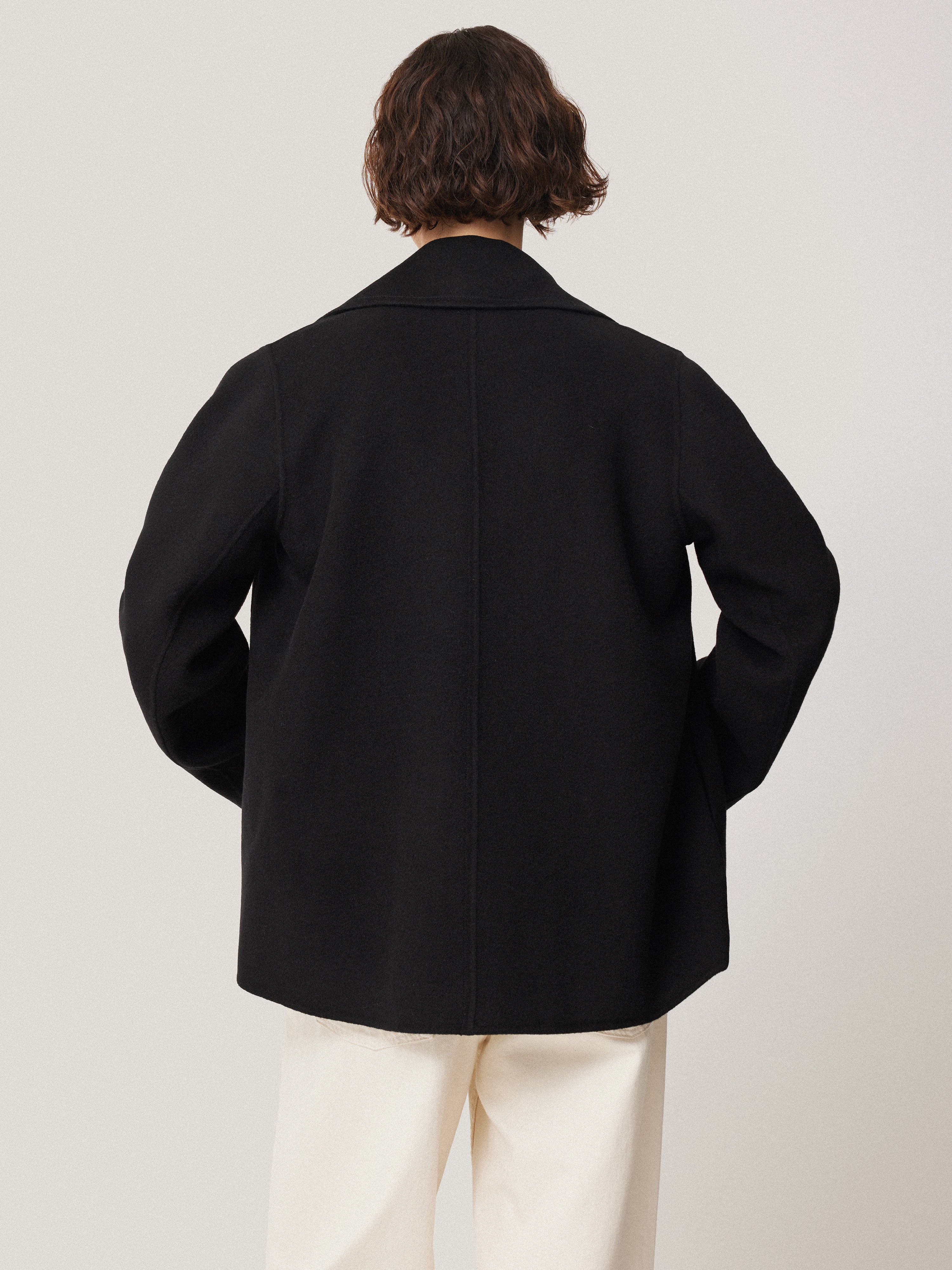 Wool Double Faced Short Coat | Black – Jigsaw