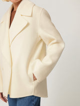 Wool Double Faced Short Coat | Ivory