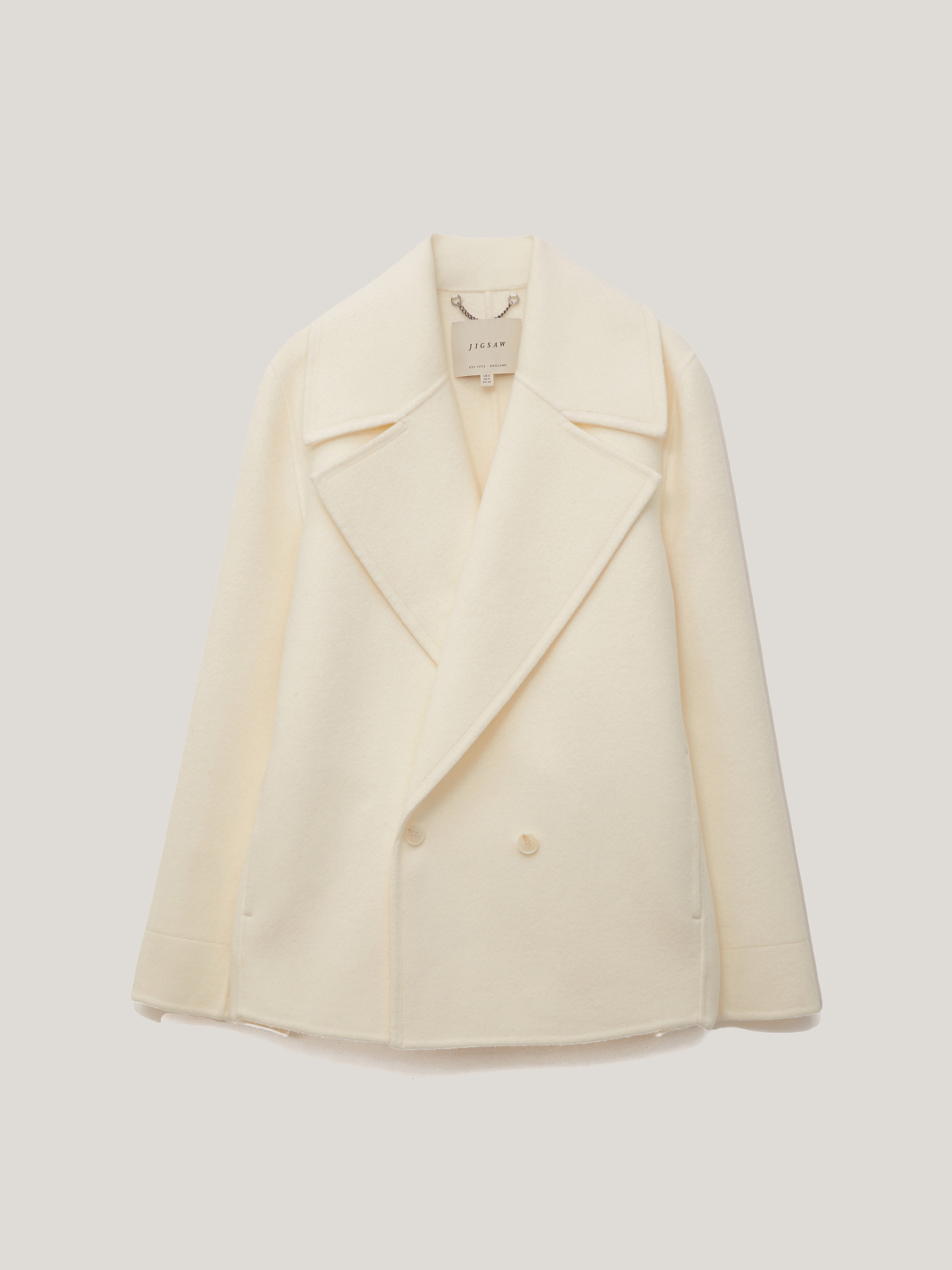 Wool Double Faced Short Coat | Ivory – Jigsaw