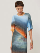 Glazed Abstract Twist Dress | Blue