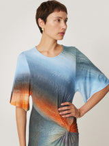 Glazed Abstract Twist Dress | Blue