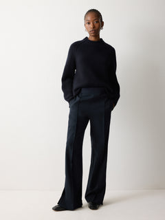 Crepe Split Hem Jogger | Navy