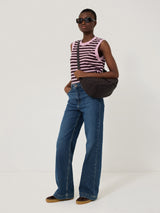 Cotton Slub Stripe Tank | Oxblood