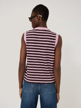 Cotton Slub Stripe Tank | Oxblood