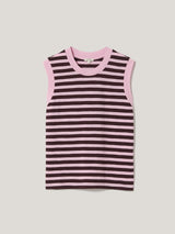 Cotton Slub Stripe Tank | Oxblood