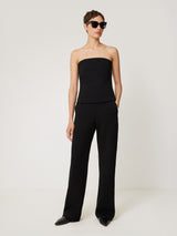 Crepe Ponte Jersey Strapless Top | Black