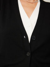 Merino Double Front Cardigan | Black