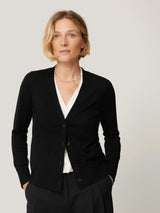 Merino Double Front Cardigan | Black