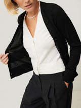 Merino Double Front Cardigan | Black