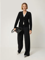 Merino Double Front Cardigan | Black