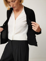 Merino Double Front Cardigan | Black