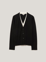 Merino Double Front Cardigan | Black