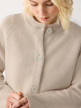 Wool Cropped Raglan Cardigan | Cream