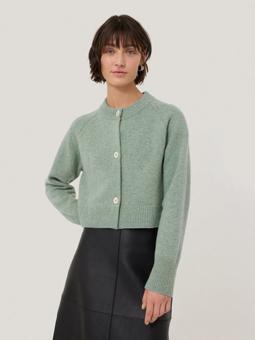 Wool Cropped Cardigan | Mint
