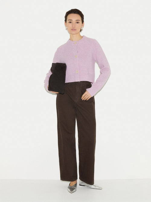 Wool Cropped Cardigan | Lilac