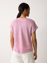 Linen V Neck Tee | Pink
