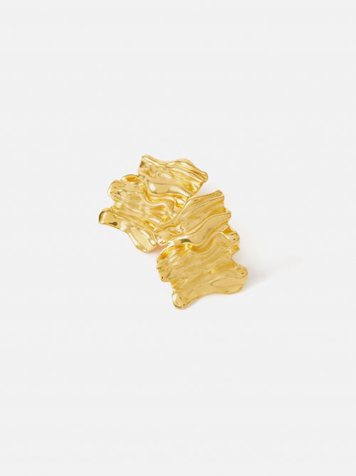 Crumpled Textured Earring  | Gold