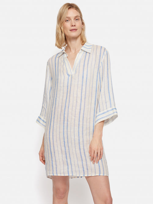 French Linen Stripe Tunic Dress | Blue