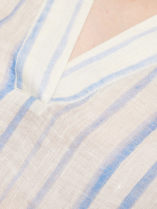 French Linen Stripe Tunic Dress | Blue
