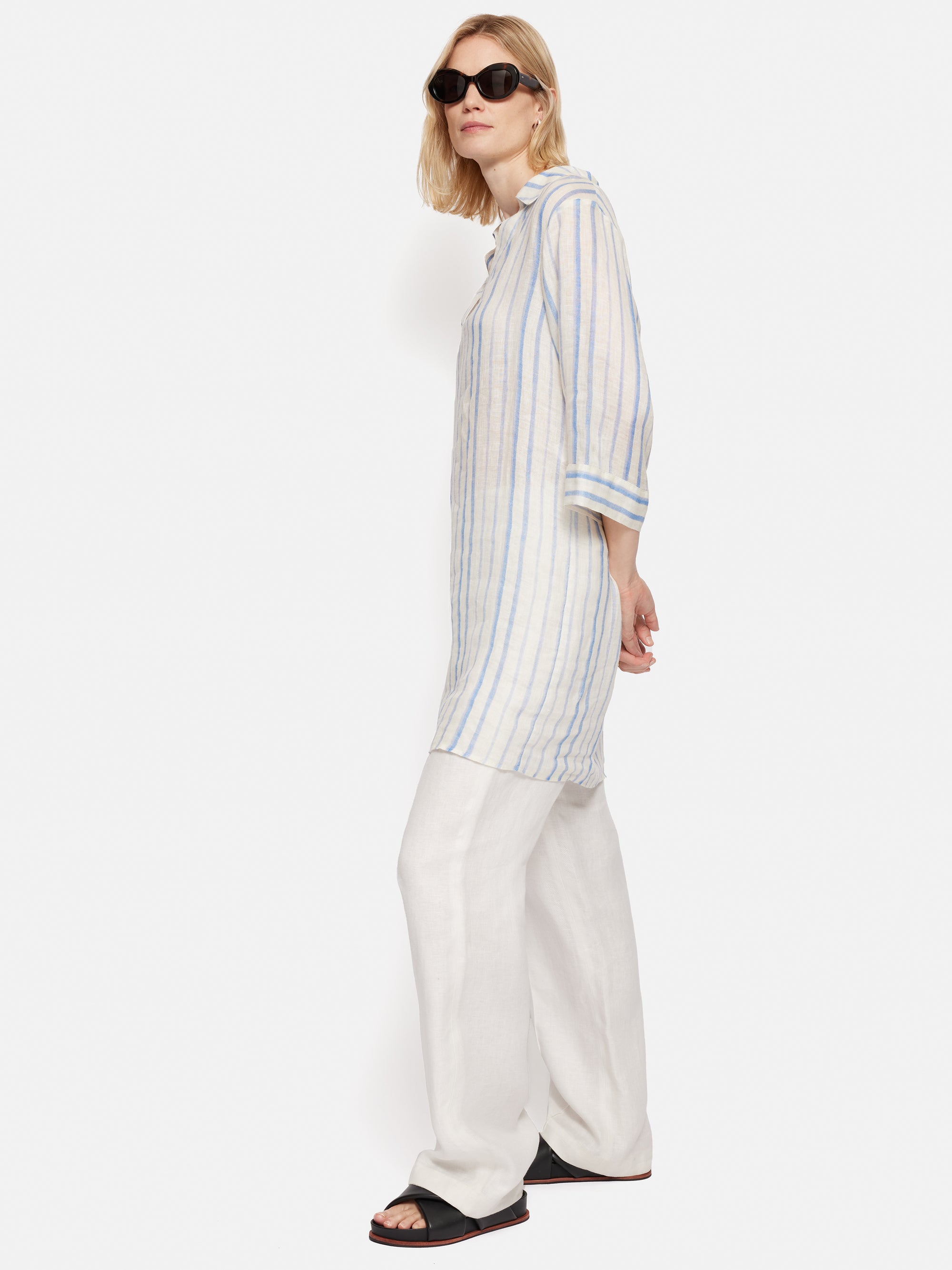 Blue French Lace Stripe Dress