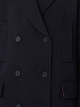 Wool Double Breasted Overcoat | Navy