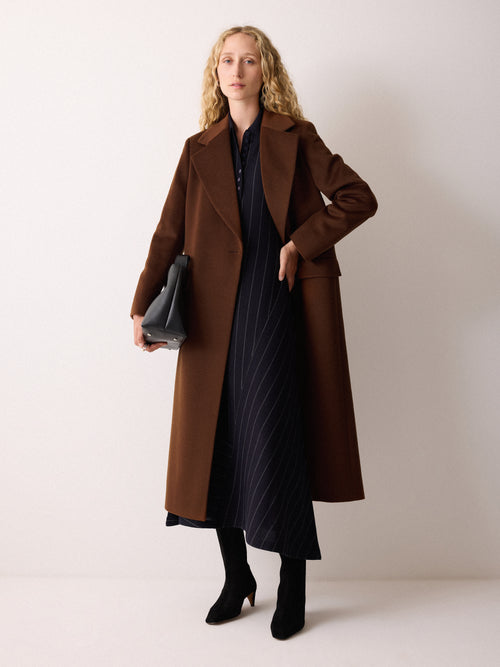 Wool Maxi City Coat | Brown