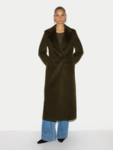 Wool Maxi City Coat | Khaki