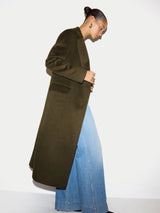 Wool Maxi City Coat | Khaki