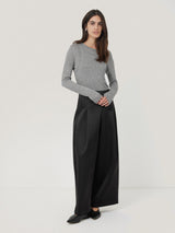 Satin Volume Trouser | Black