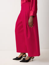 Satin Volume Cropped Trouser | Pink
