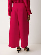 Satin Volume Cropped Trouser | Pink
